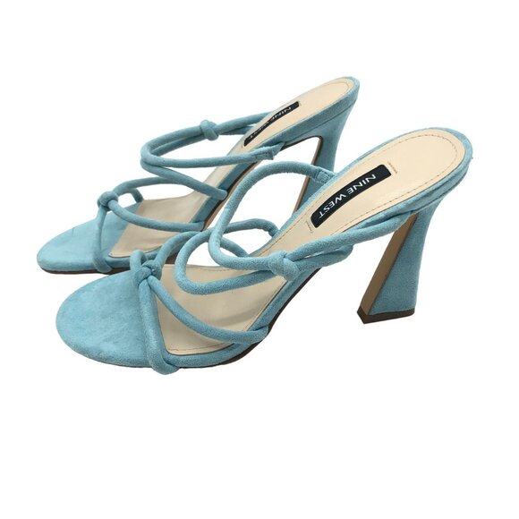 Nine West Kims Light Blue Faux Suede Strappy Sandals Heels Size 6 M - Picture 4 of 7